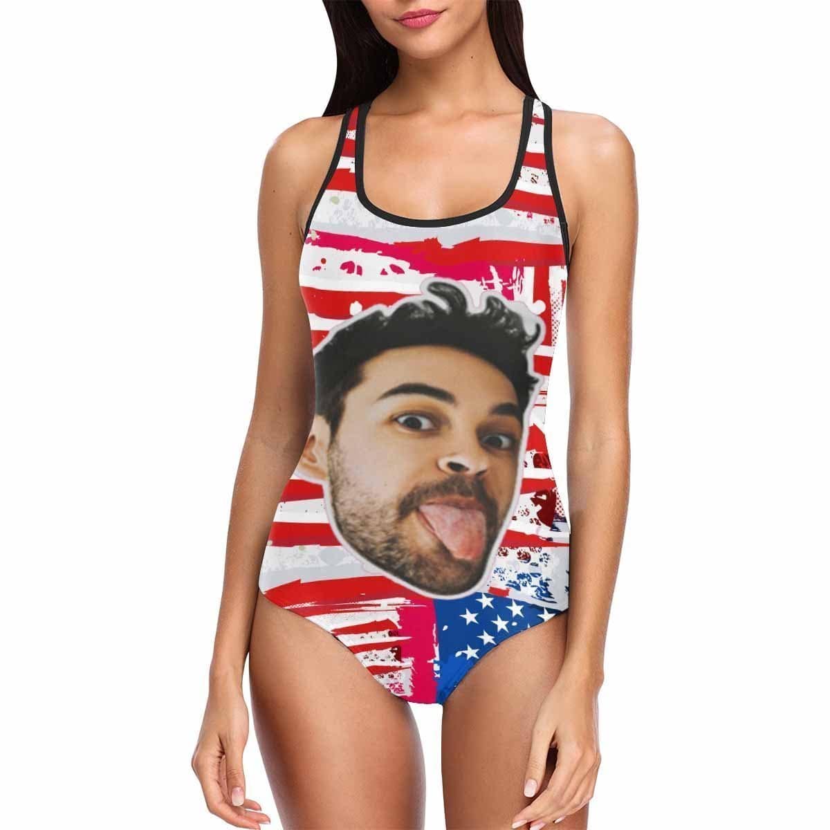 Custom Printed Swimsuit Custom Swimming Suits Gift For Girlfriend - USA Flag - Image 3