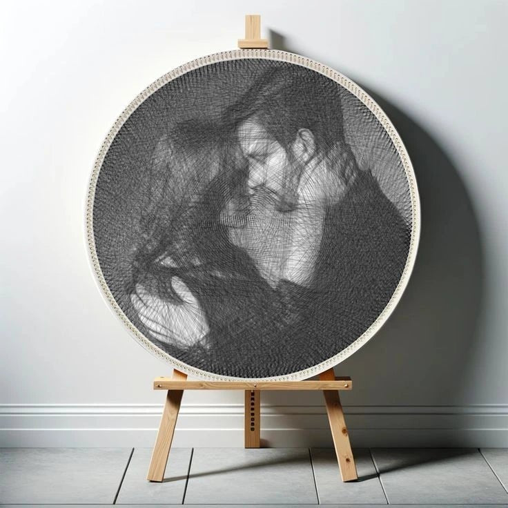 Personalized Photo String Kit Thread Portrait Art Framed Square Shape Couple Thread Memories