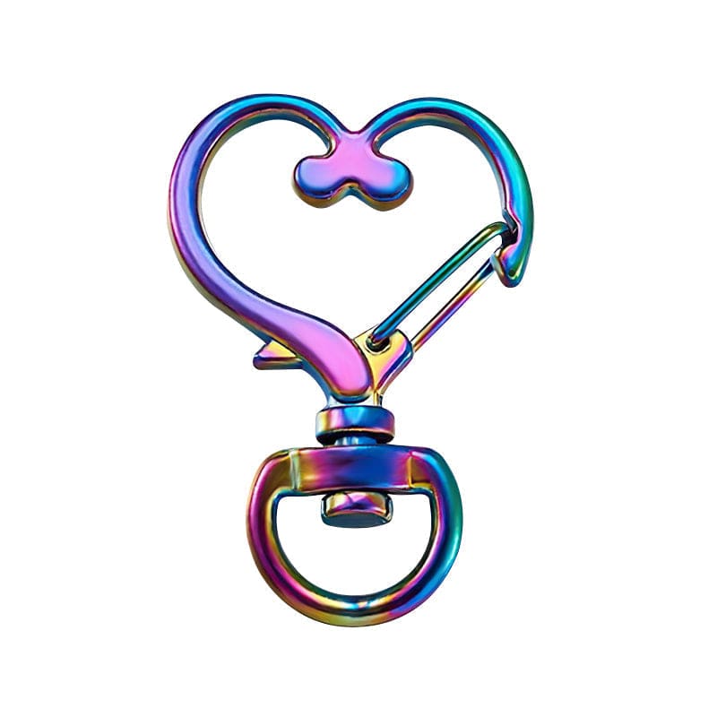 Heart-Shaped Swivel Snap Hook Keychain Metal Spring Snap Key Ring Multicolor