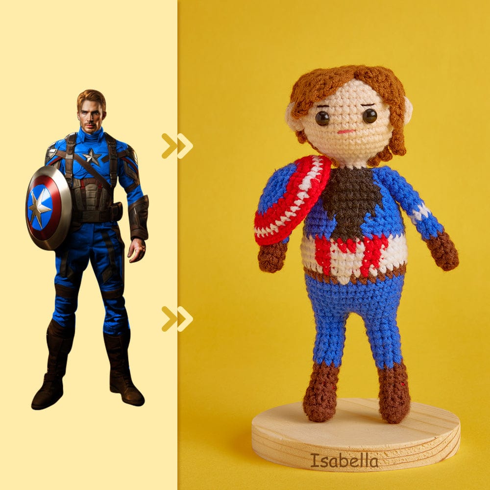 Full Body Customizable 1 Person Custom Crochet Doll Personalized Gifts Handwoven Mini Dolls - Captain America - Image 2