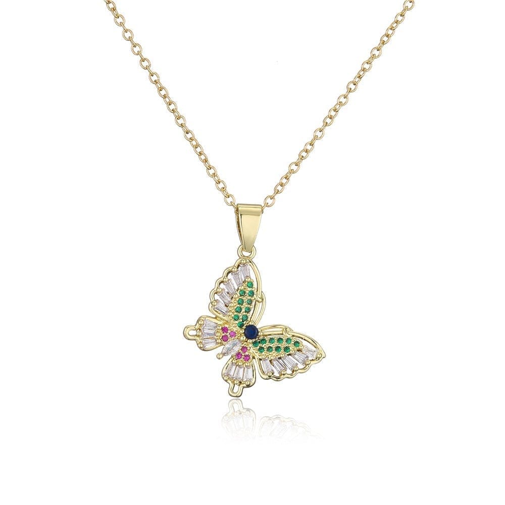 Colorful Zircon Butterfly Necklace Valentine's Day Gift for Her