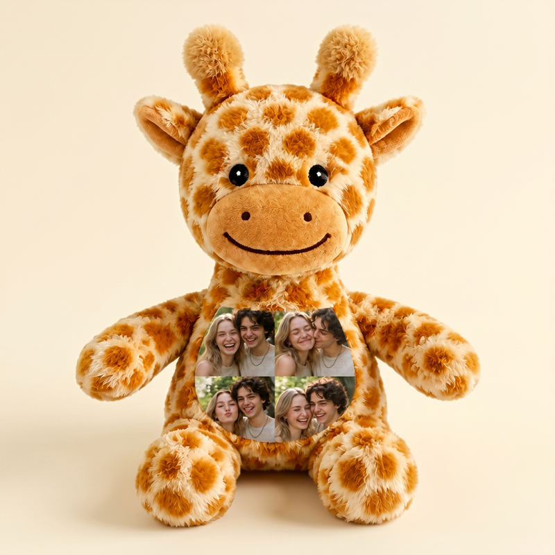 Custom Photo Giraffe Plush Personalized Picture Collage Giraffe Stuffed Animal Toy Cute Safari Plushie Anniversary Couple Gift For Girlfriend Boyfriend 5