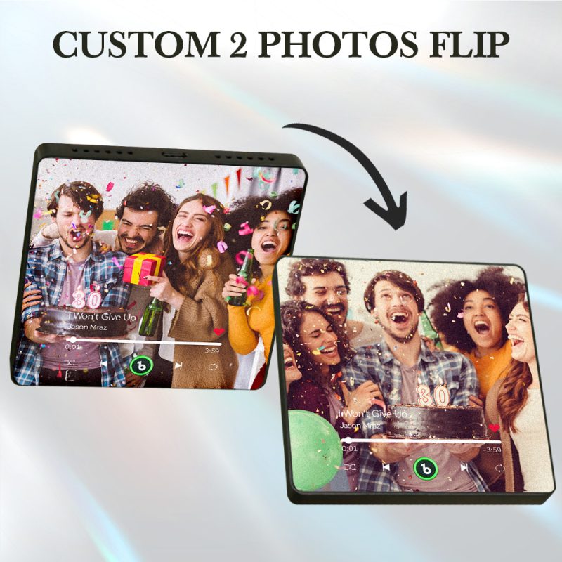 Custom Lenticular Flip Music Fridge Magnet Personalized 2 Photos in 1 Album Fridge Magnet Birthday Gifts