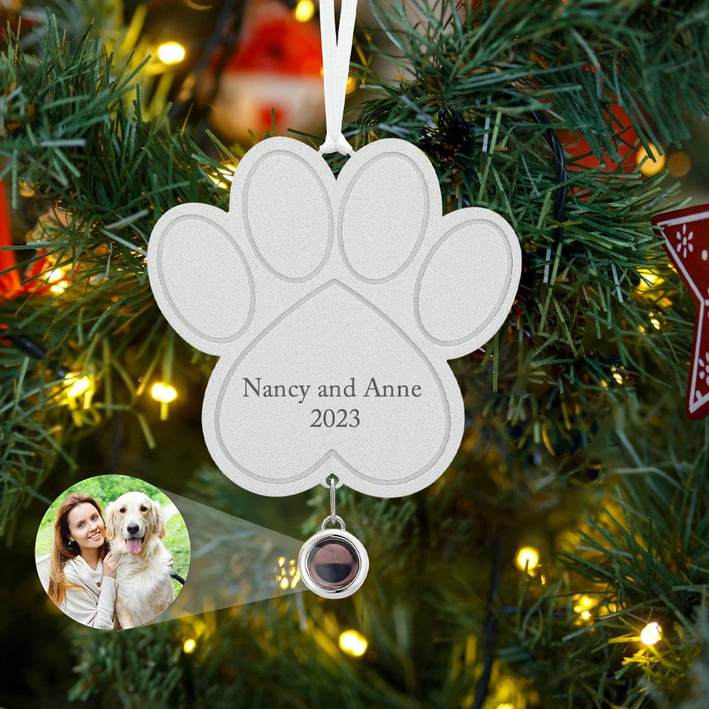 Custom Projection Ornament Personalized Photo Paw Ornament Gifts for Pet Lovers