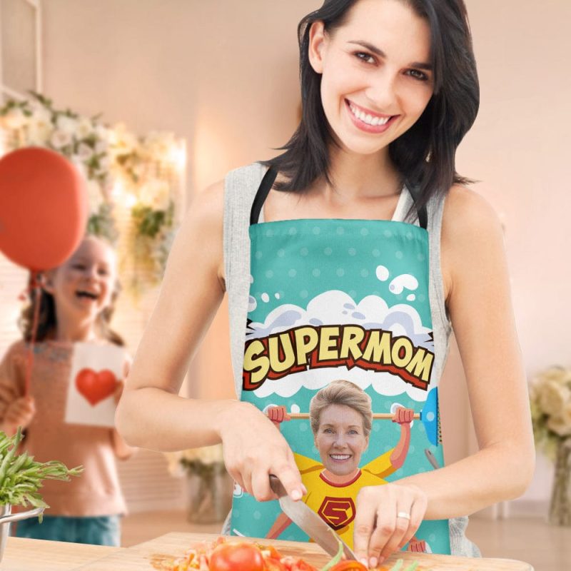 Custom Photo Super Mom Apron Personalized Mother’s Day Gifts