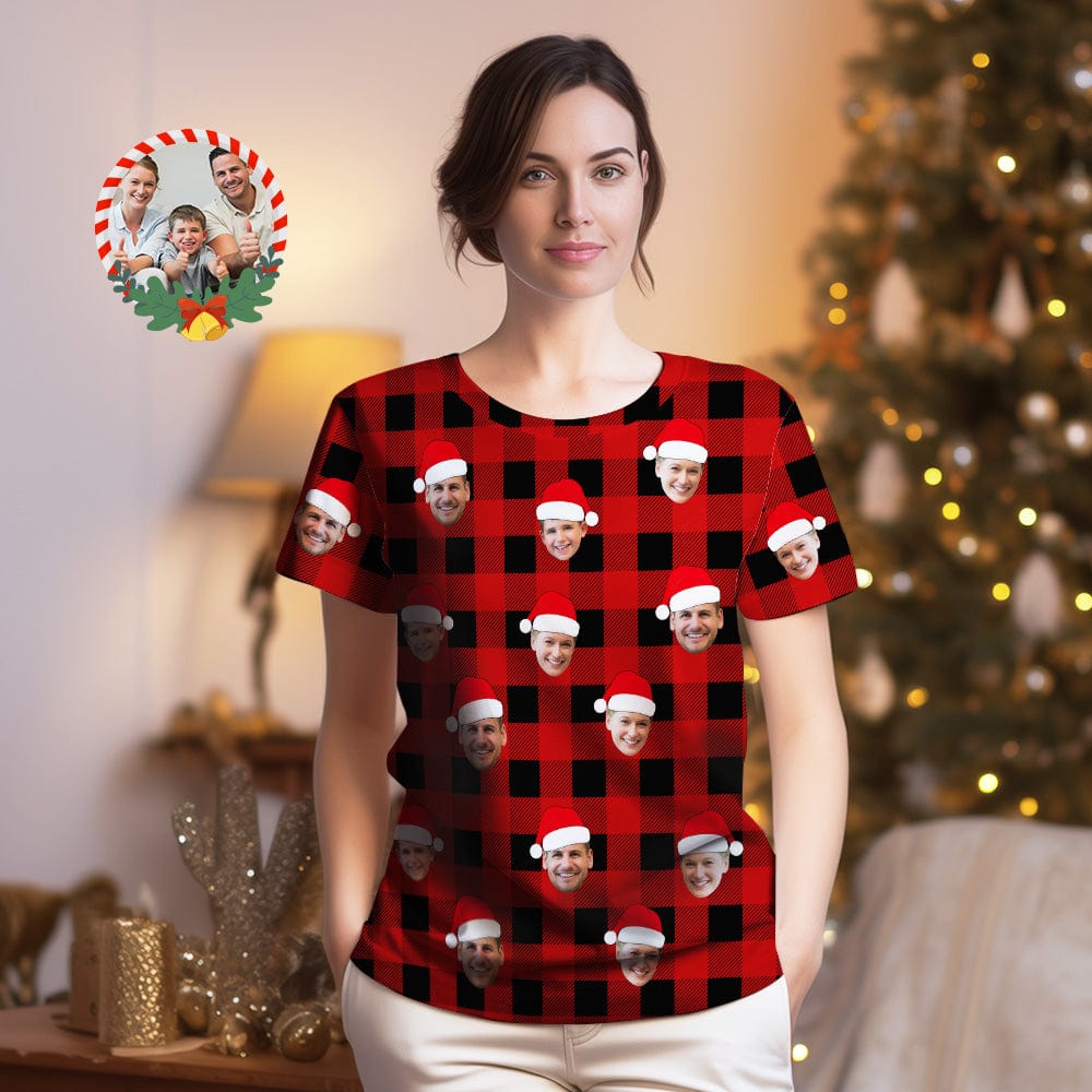 Custom Buffalo Plaid T-shirt Personalized Face T-shirts Merry Christmas - Image 2