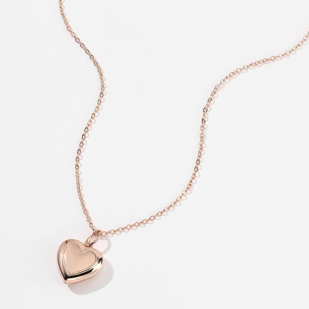 Photo Locket Necklace With Engraving Name Heart Printing Rose Gold Plated - Image 5