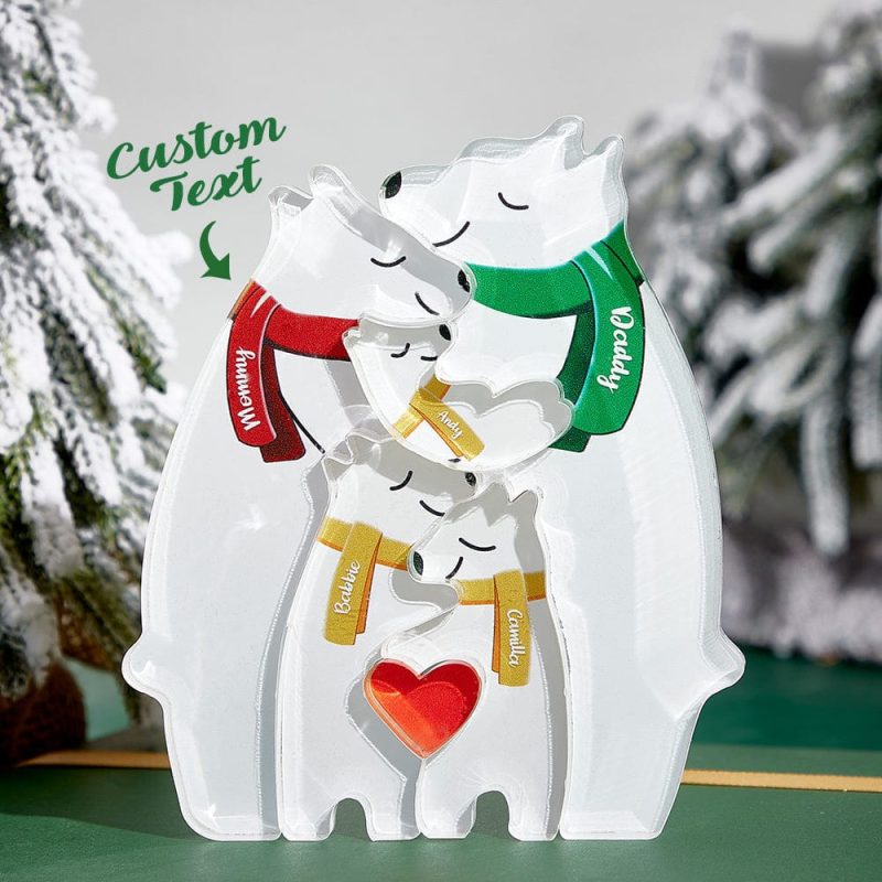 Custom Names Hugging Bear Family Acrylic Bear Family Puzzle Home Decor Christmas Gifts For Mom