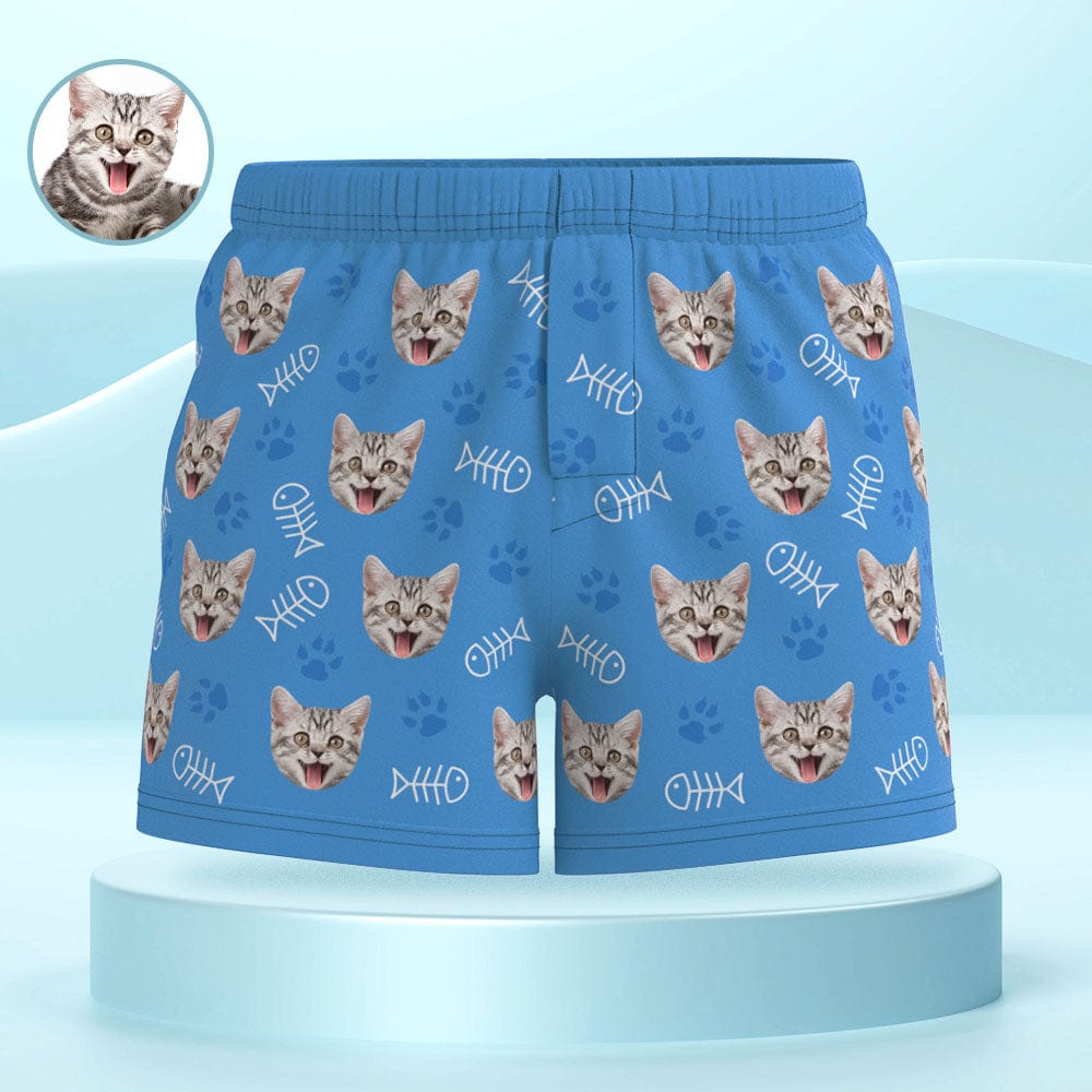 Custom Cat Face Multicolor Boxer Shorts Personalized Casual Underwear Gift for Him - Image 2