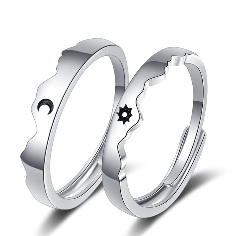 Sun and Moon Couple Rings Matching Promise Ring Adjustable Ring Gift for Lovers - Image 3