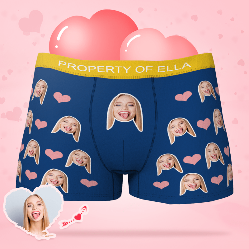 Custom Face Boxer Anniversary Gifts for Boyfriend Heart – 7 Colors Valentines Day Gifts For Him