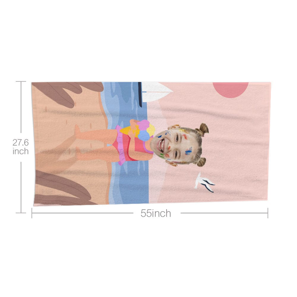 Custom Face Beach Towel Personalized Ice Cream Girl Beach Towel Funny Gift for Summer - Image 3