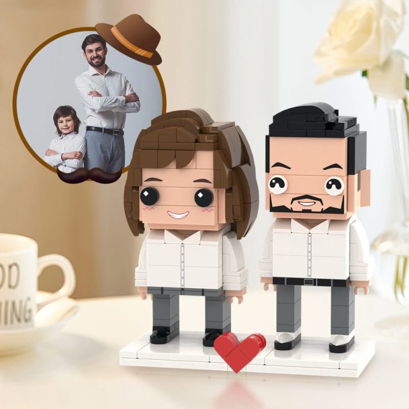 Surprise Gifts for Father Full Custom 2 People Brick Figures Custom Brick Figures Small Particle Block Toy