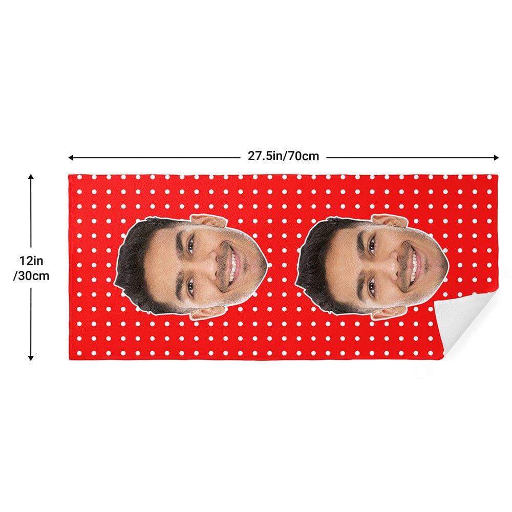 Custom Face Towel Personalized Photo Towel Funny Gift for Him - Polka Dots - Image 2