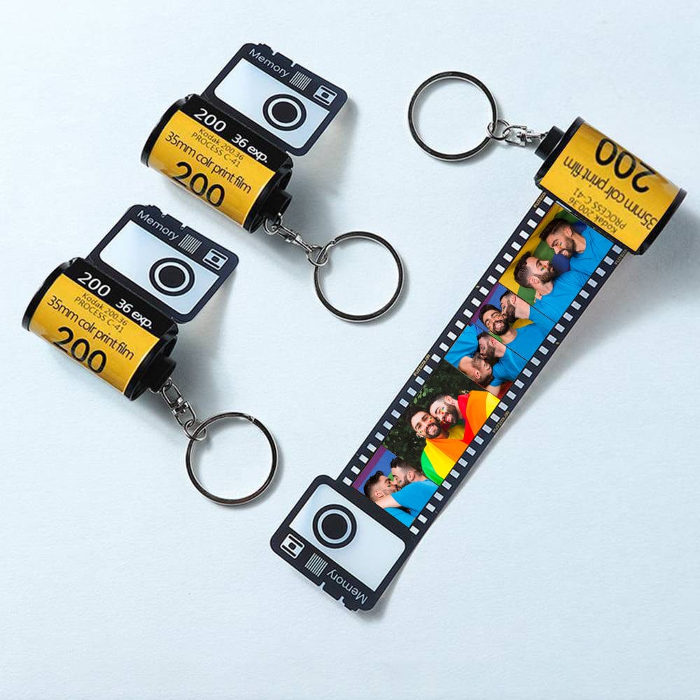 Custom Colorful Camera Roll Keychain Romantic Personalized LGBT Gay Wedding Day Gifts