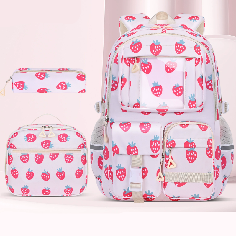 Fimibuke 3-in-1 School Backpack Set, Waterproof Bookbag with Lunch Bag & Pencil Case, Lightweight for School Girls Boys