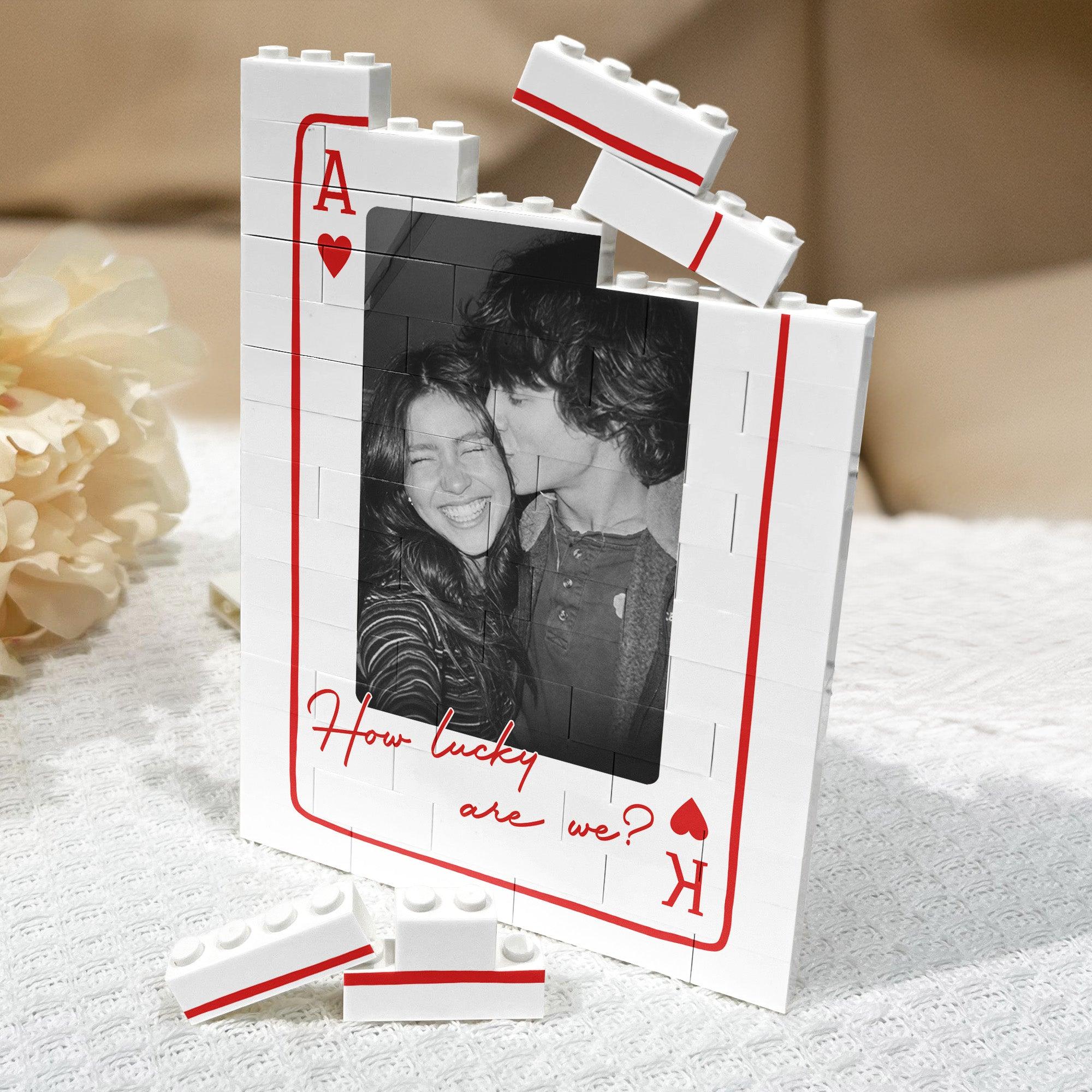 Custom Photo Brick Puzzle Frame Build Gentle Love A Meaningful Gift For King And Queen Custom Couples Photo How Luck We Are 3 - Image 2