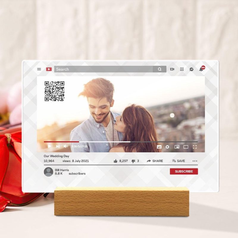 Custom YouTube Video QR Code Plaque Photo Plaque Valentine’s Day Gifts for Couple
