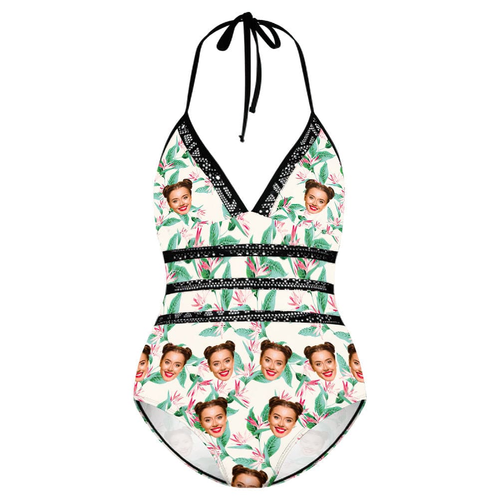 Personalized Bathing Suits With Face Plus Size Gifts for Her Hawaiian Style - Image 3