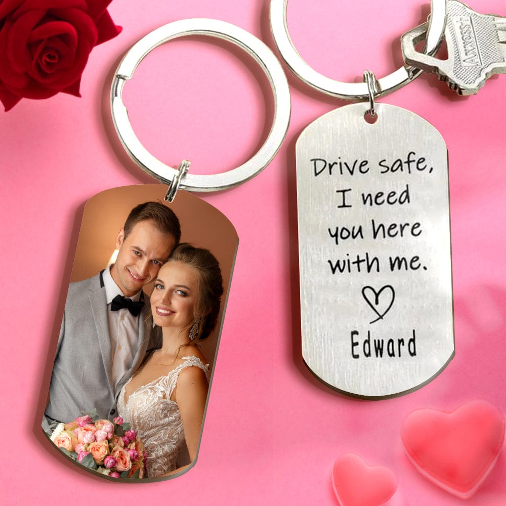 Wedding Gifts Drive Safe Keychain Custom Photo Keychain With Name For Boyfriend - Image 2