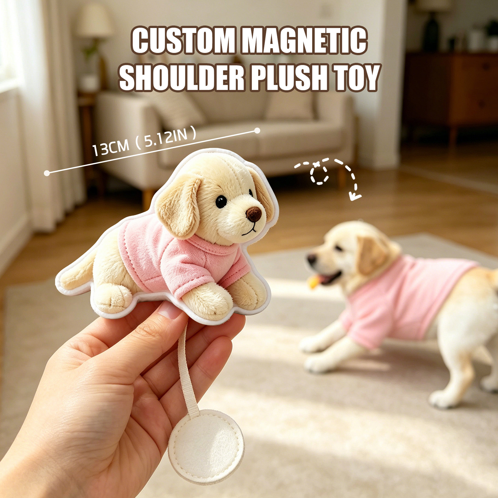Custom Magnetic Shoulder Pet Plush – Personalized Pet Companion Shoulder Buddy with Custom Cat, Dog or Bird Design - Image 2