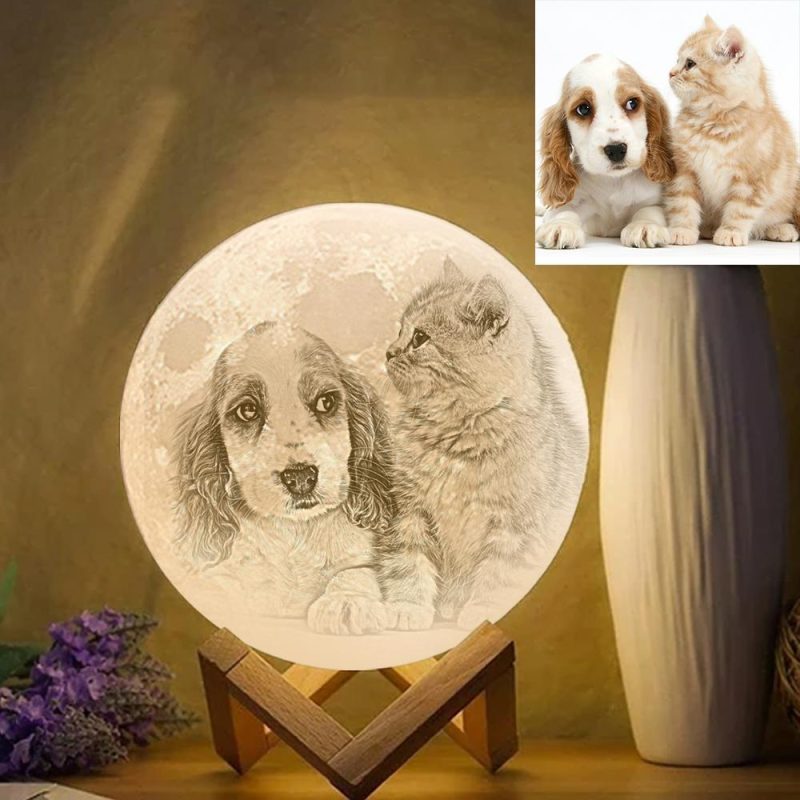 Pet Memorial Gifts 3D Moon Lamp  – Remote Control 16 Colors