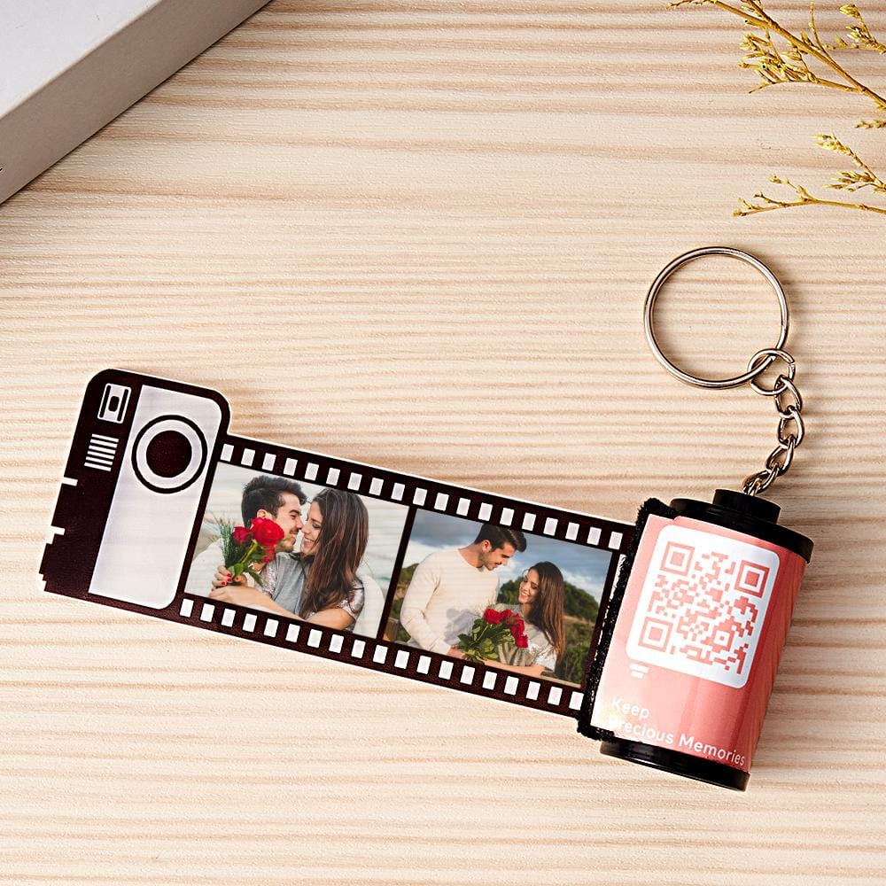 Scannable QR Code Colorful Shell Film Roll Keychain With Your Photo Camera Keychain Valentine's Day Gift - Image 2