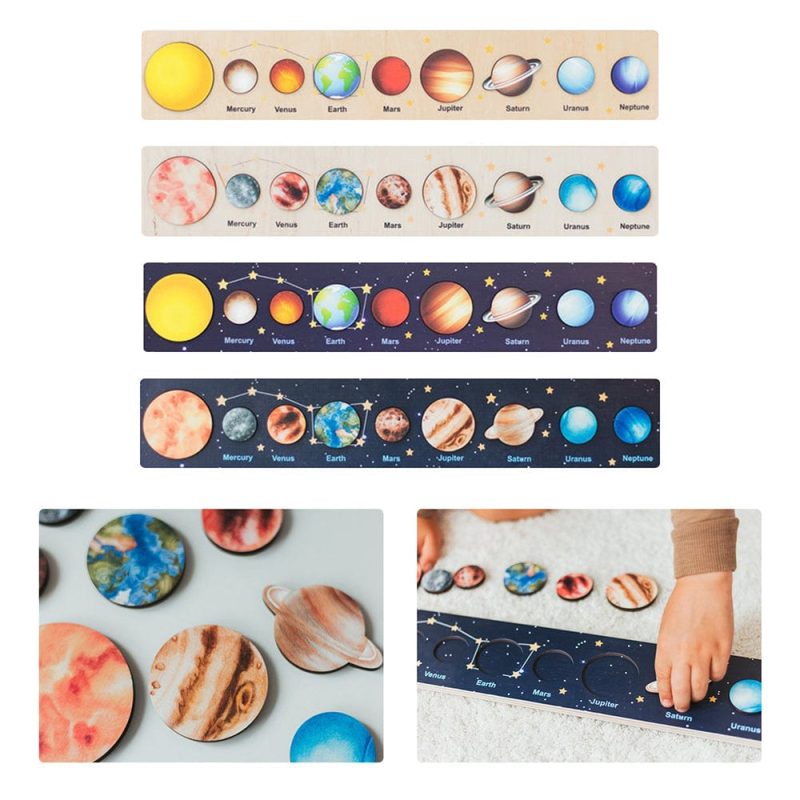 Solar System Jigsaw Puzzles 3D Wooden Puzzles Gifts for Kids and Toddlers – Baby Learning Toys