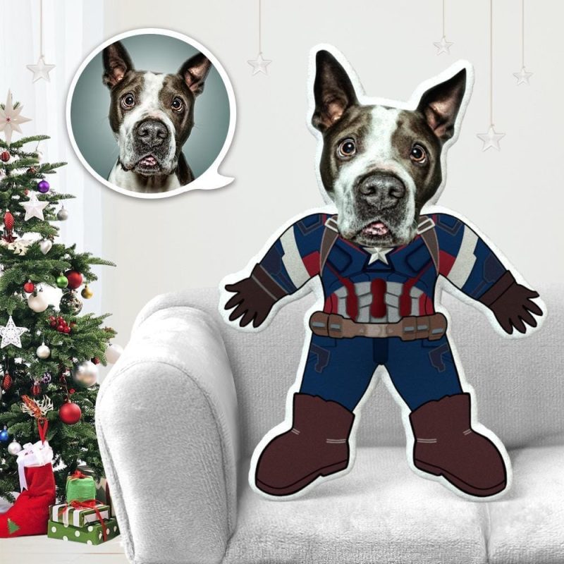 Pillow Pet Photo Pillow Gifts for Dog Lovers Capitain America Costume Christmas Gifts