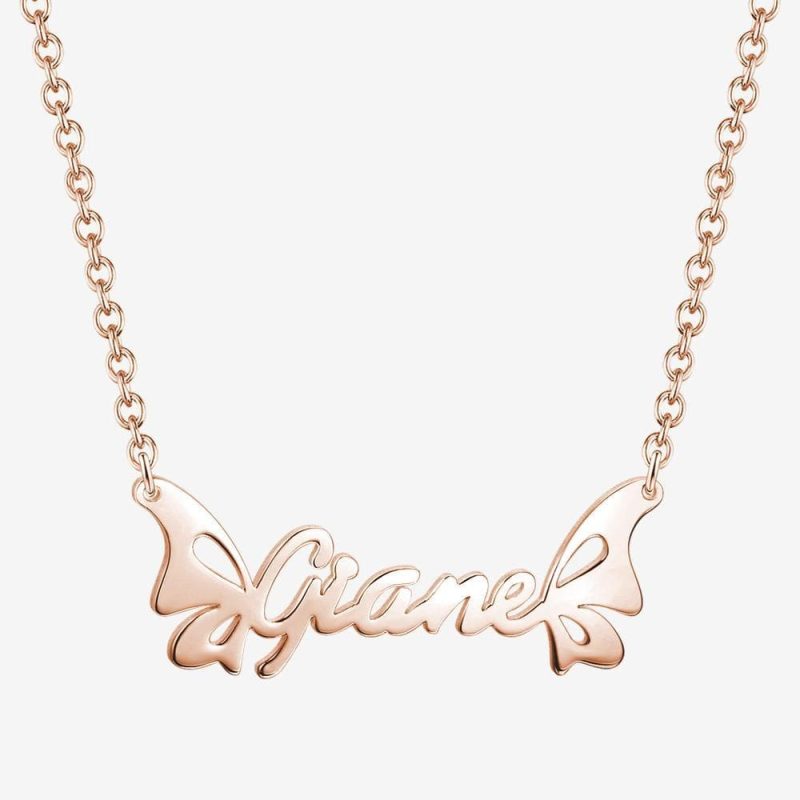 Birthday Day Gift Name Necklace Butterfly Necklace