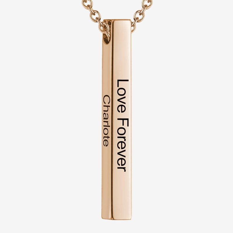 Anniversary Gifts For Her 3D Engraved Bar Necklace