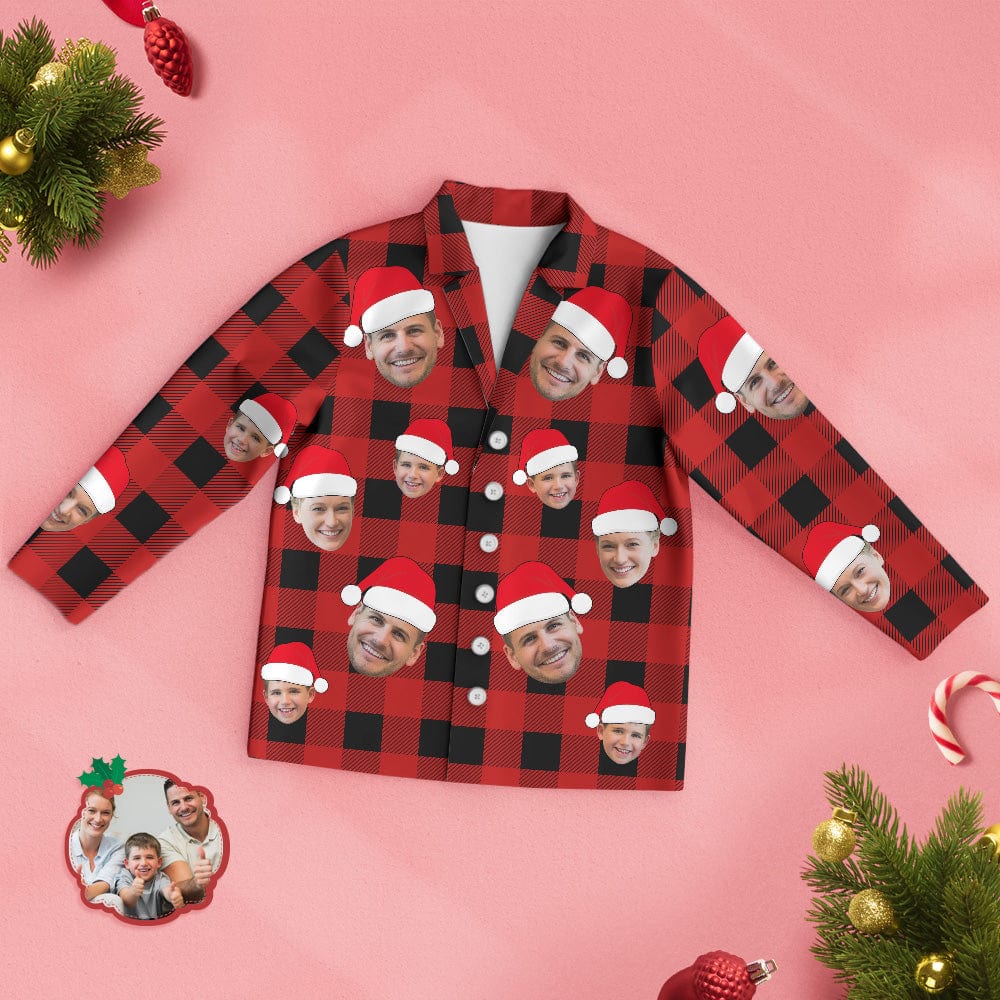 Custom Face Pajama Personalized Photo Christmas Family Buffalo Plaid Pajamas - Image 2