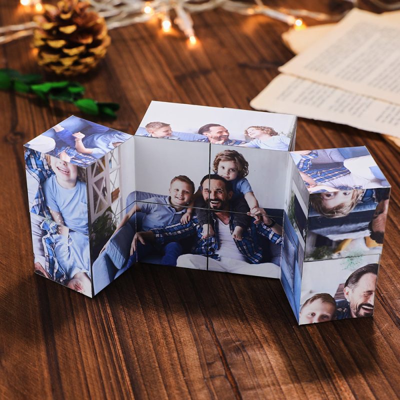 Personalized Infinity Folding Photo Cube for Dad – Heartfelt Memory Keepsake for Father’s Day