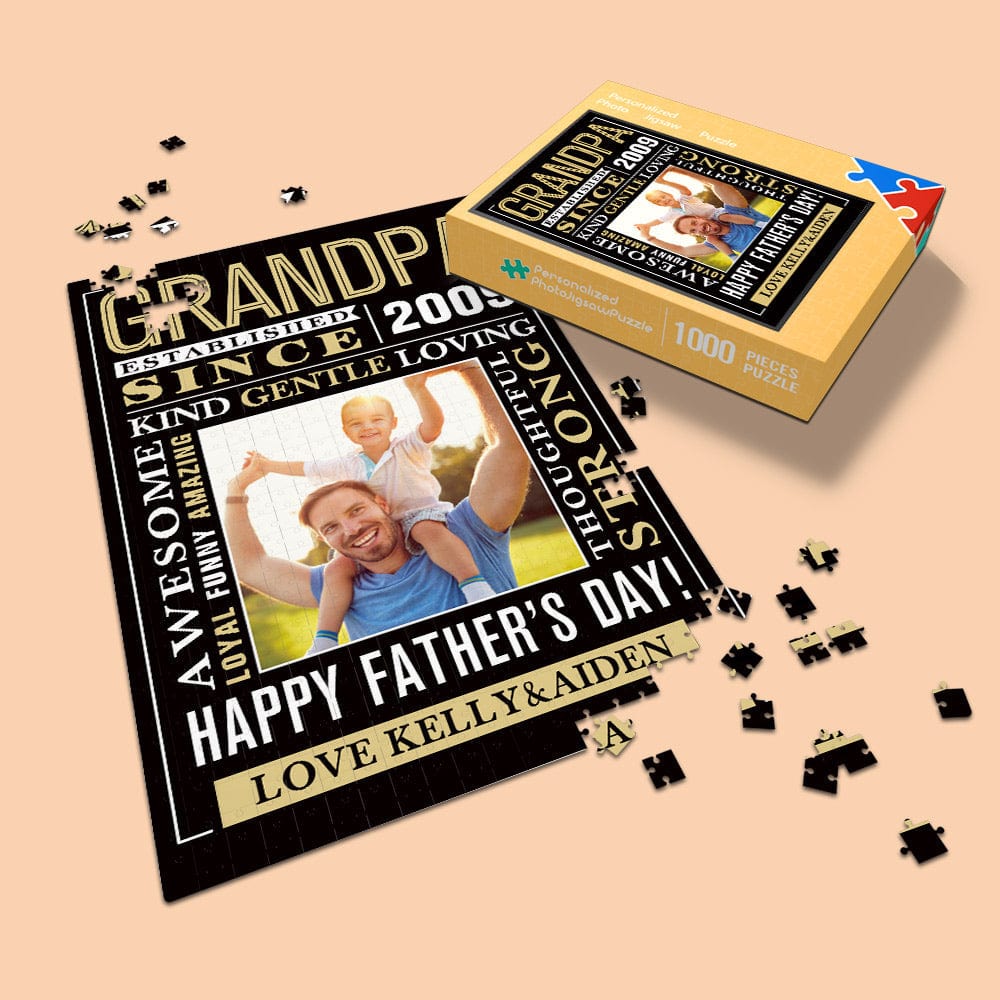 Father's Day Puzzle Photo Puzzle Custom Jigsaw Puzzle Personalized Father's Day Gifts for Grandpa - Image 2