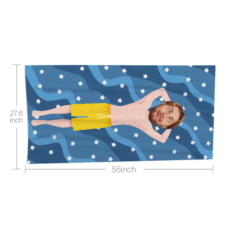 Custom Face Beach Towel Personalized Stars Beach Style Beach Towel Funny Gift for Summer - Image 3
