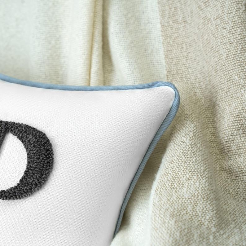 Home Decor Punch Needle Embroidered Custom Pillow, Personalized Gift, Graduation Gift, Dorm Room Decor, Kids Room Decor, Monogram Pillow - Image 4