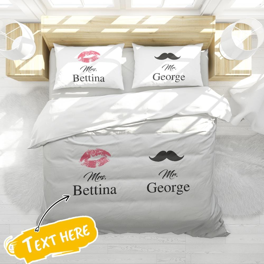 Custom Name Duvet Cover Double Bedding Set Wedding Gifts Valentines Day Gifts