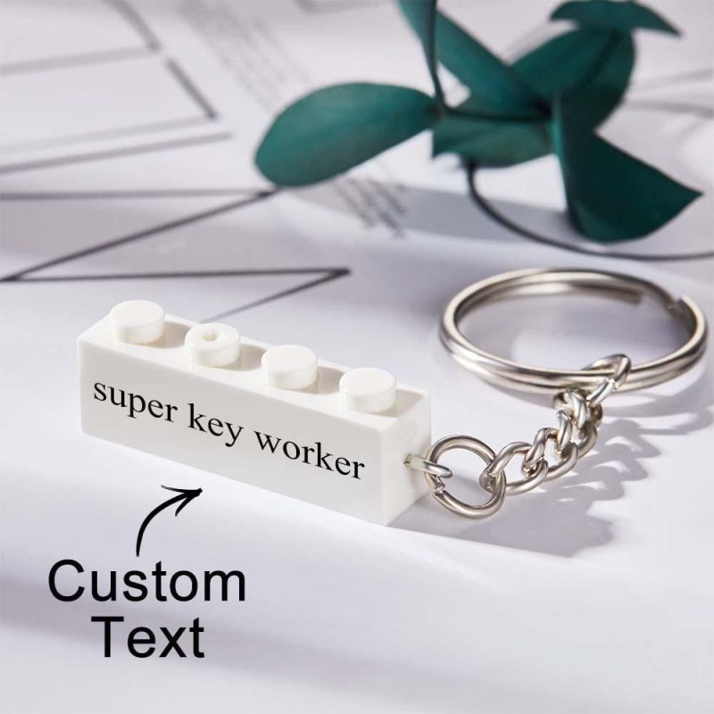 Personalized White Block Keychain Engraved Colorful Keychain Gifts For Her