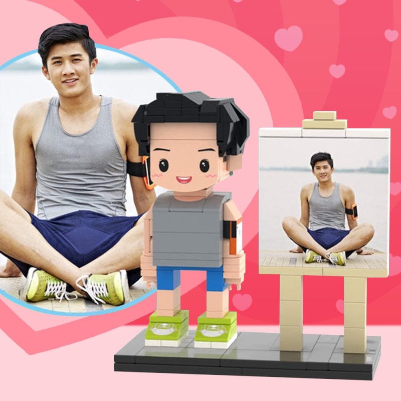 Full Body Custom 1 Person Brick Figures Custom Brick Figures with Frame Small Particle Block Toy Gifts for Boyfriend