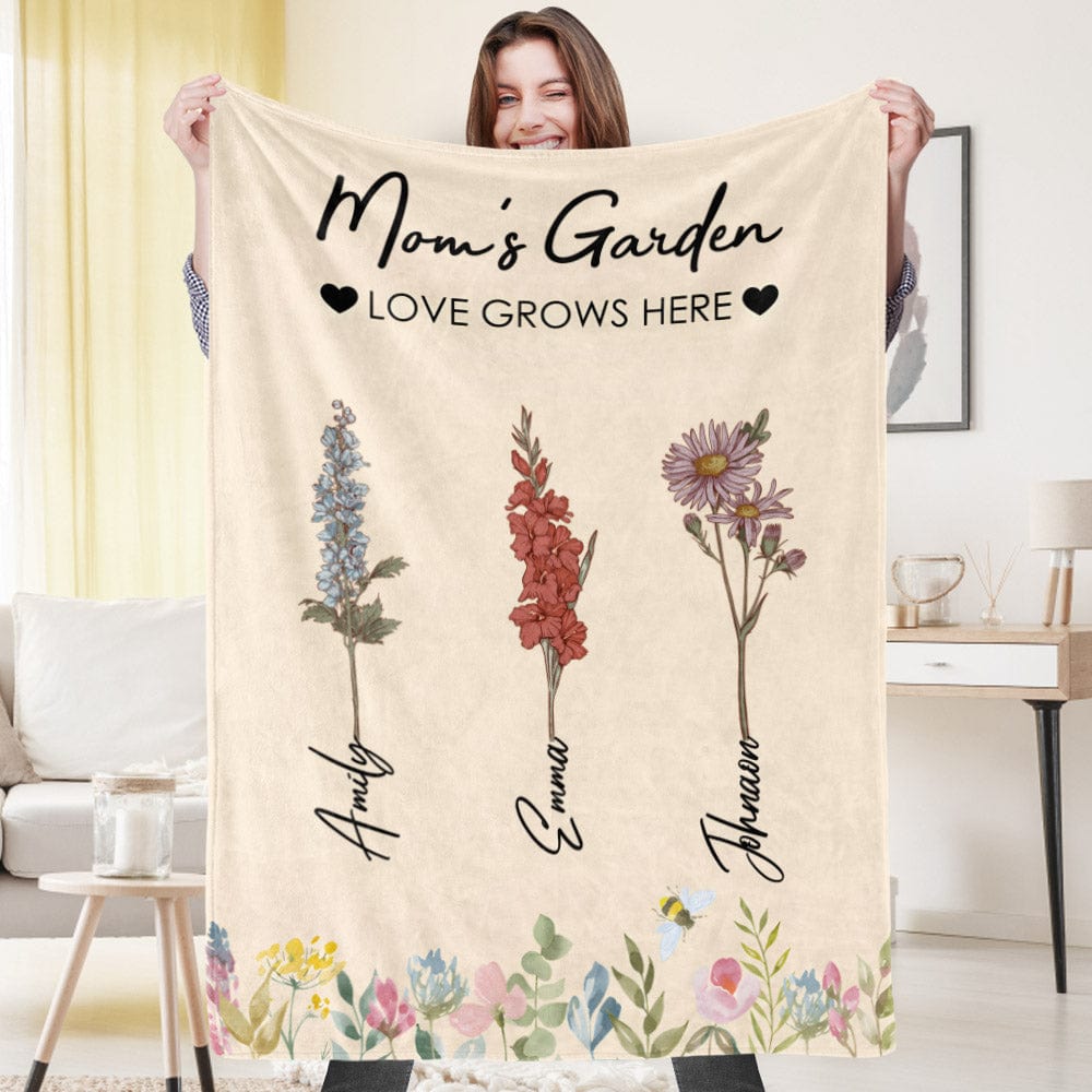 Birthday Gifts Custom Birthday Flower Blanket Personalized Name Blanket Unique Gift