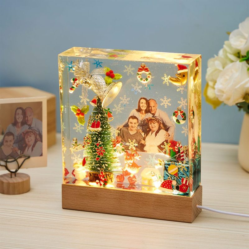Custom Photo Night Light Square Christmas Home Epoxy Gifts