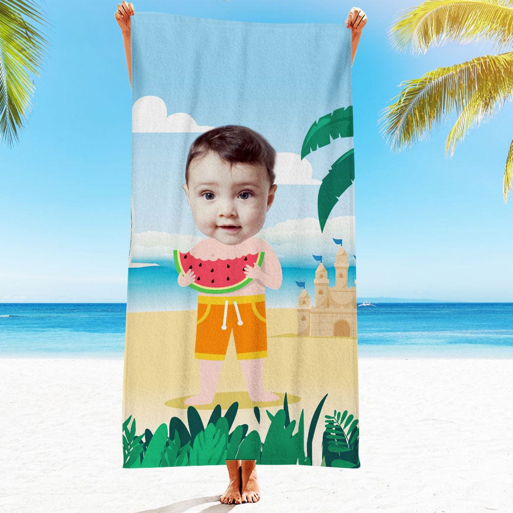 Custom Face Beach Towel Personalized Ice Cream Girl Beach Towel Funny Gift for Summer - Image 4
