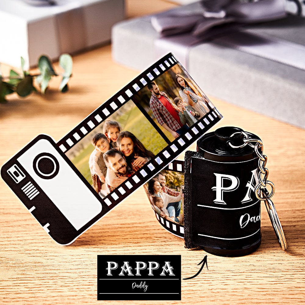 Custom Photo Film Roll Keychain Engravable Shell Camera Keychain Father's Day Gift