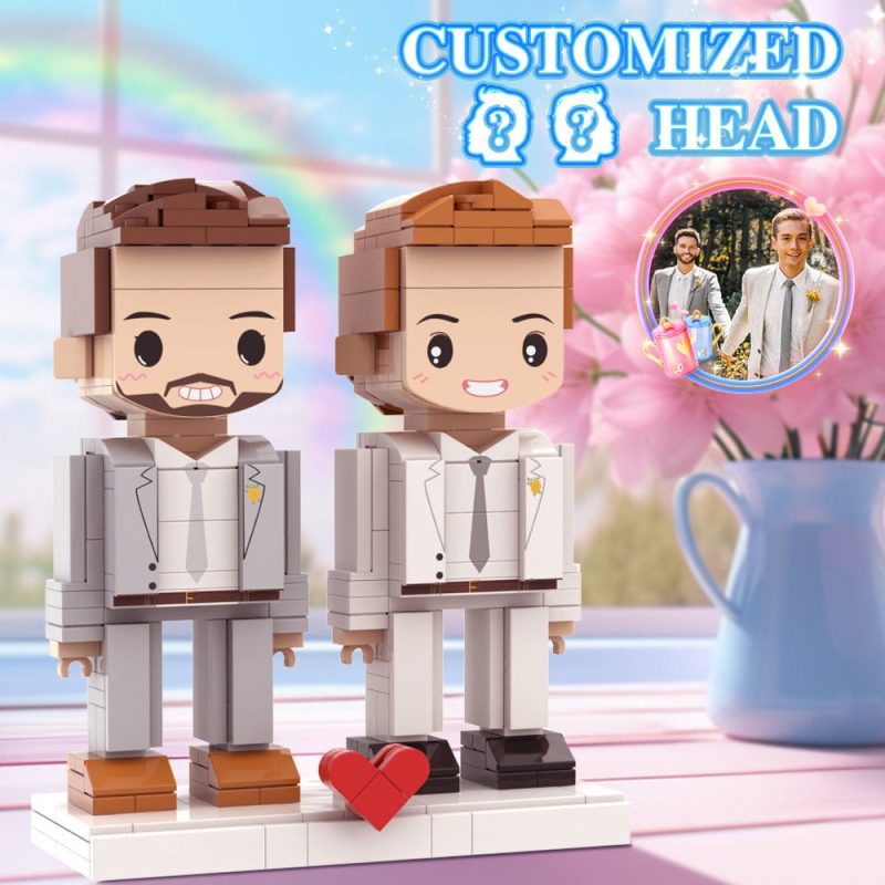 Valentine’s Day Gay Couple Gift Brick Figures Personalized Couples Brick Figures Small Particle Block Gift For Male Homosexual Lovers