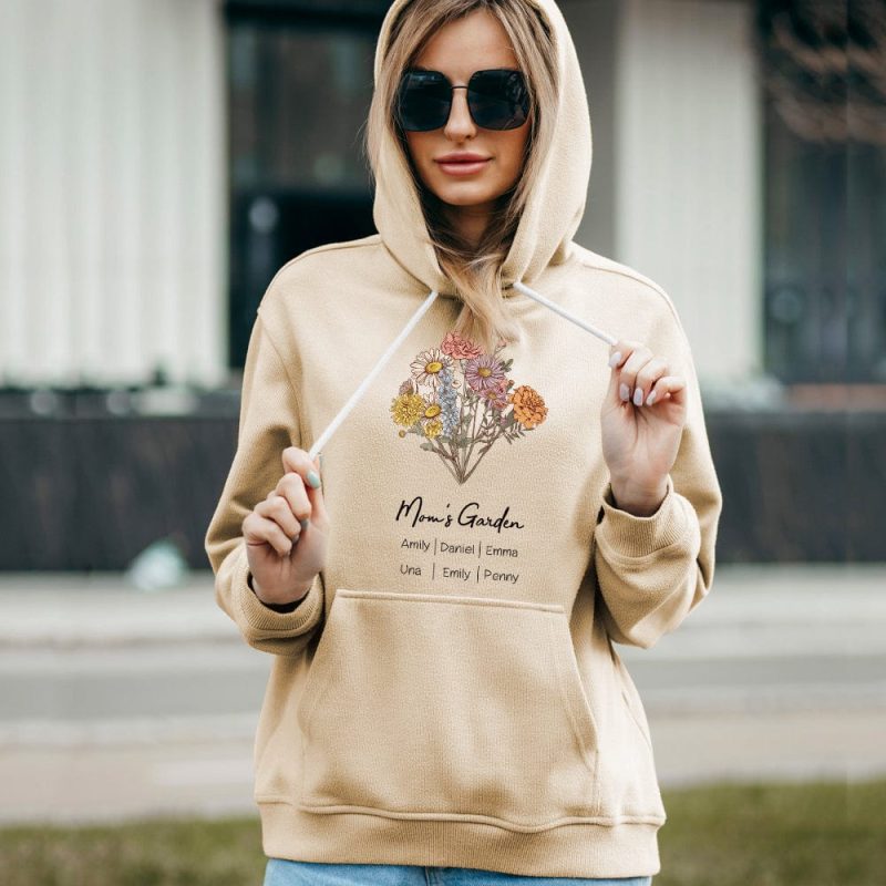 Custom Birth Flower Bouquet Hoodies Personalized Birth Flower Hoodies Gifts for Mom