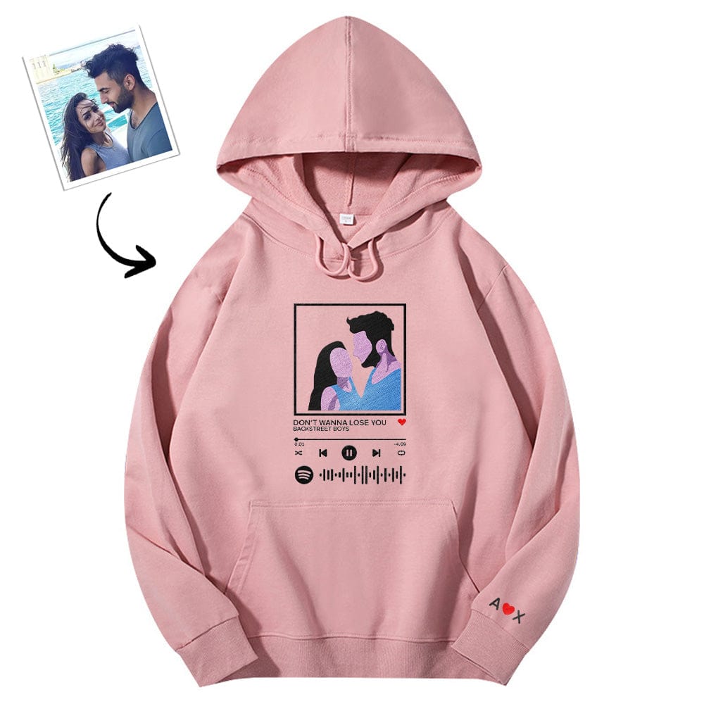 Scannable Spotify Code Embroidered Hooded Hoodie Cartoon Image Music Player Couple Gift - Image 2