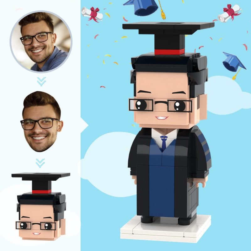 Graduation Gifts Custom Head Brick Figures Personalized Bachelor’s Degree Uniform Brick Figures Small Particle Block Toy Fathers Day Gifts