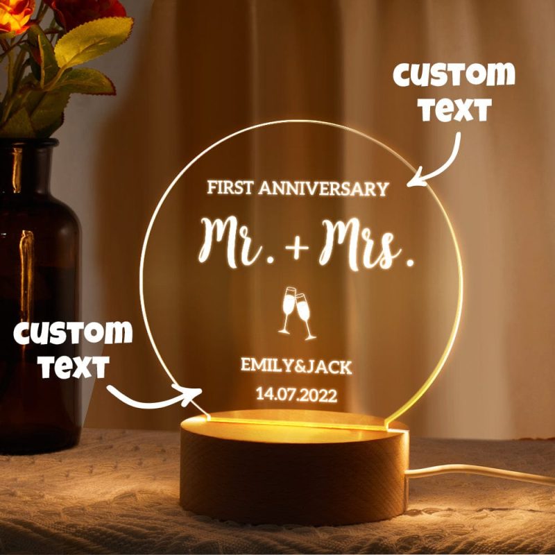 Personalized Night Light Engraved Name Lamp For Anniversary Gifts-7 Colors
