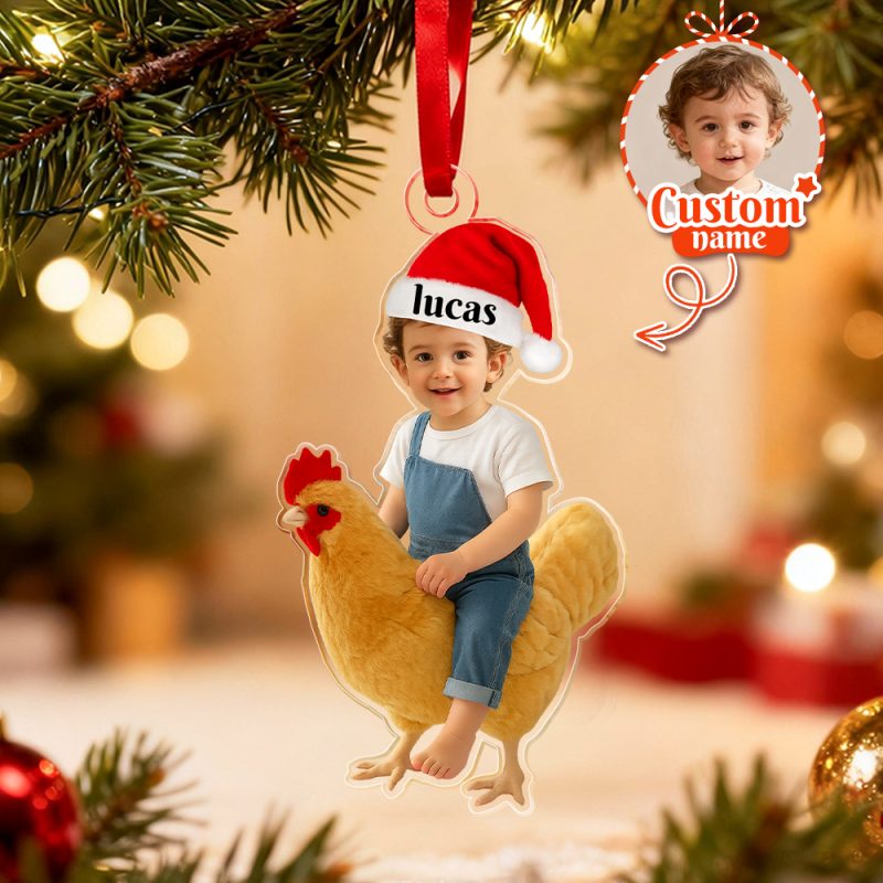 Custom Name Cow With Kid Acrylic Ornaments, Custom Photo Cow Kid Acrylic Ornaments, Acrylic Holiday Gift Ornaments,Xmas Keepsake GiftsUS