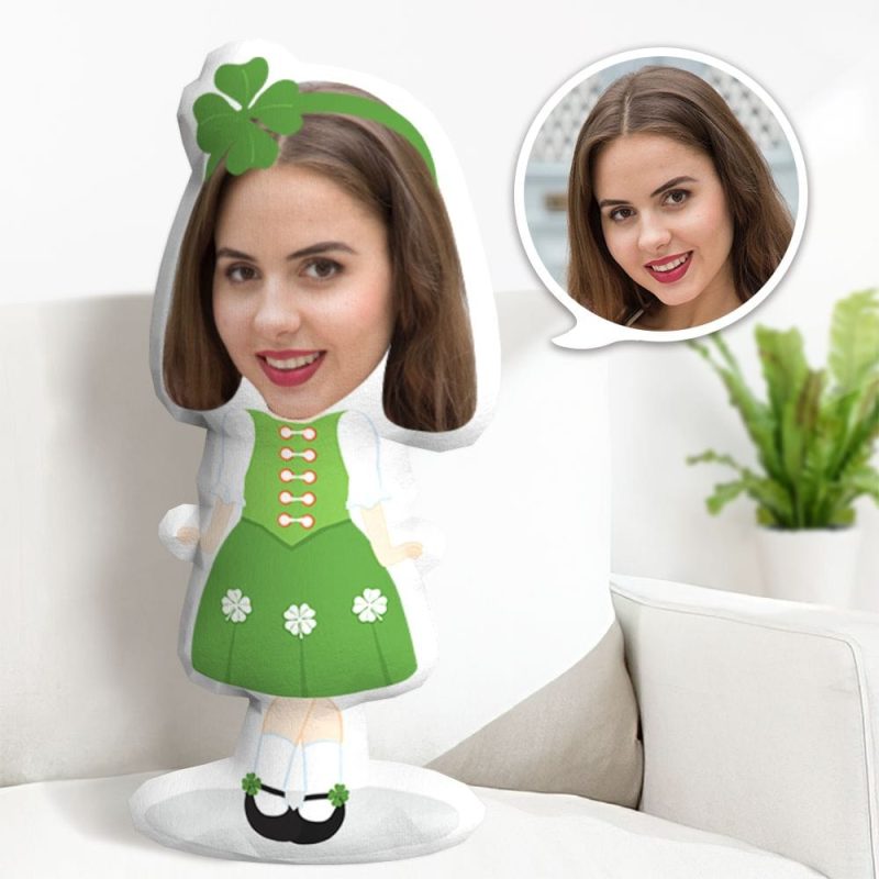Face Pillow Custom St. Patrick’s Day Minime Throw Pillow-Lucky Clover Gifts